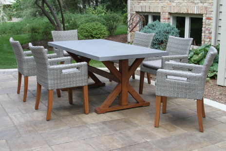 20780 - Composite & Eucalyptus Rectangle Dining Table with 30520 Wicker & Eucalyptus Chairs