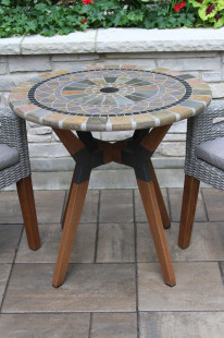 30344MS - 30 in. Sandstone Mosaic Bistro Table Top with mixed Material Base