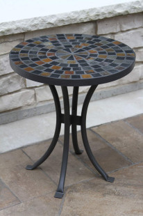 31625 - 18 in. Slate Cobble Stone Mosaic Accent Table