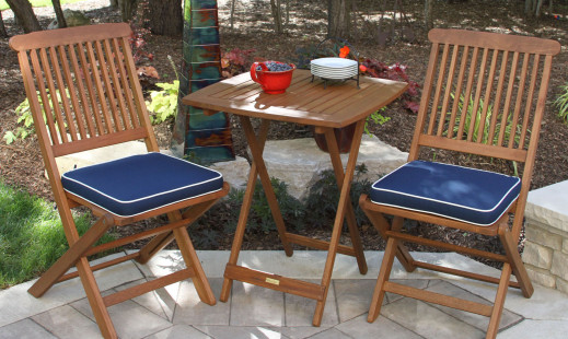 S60040BL - 3pc. Square Bistro Set with Blue Cushions