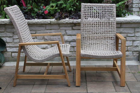 TNA2185 Teak and Nautical Rope Lounge Chairs Side and Front