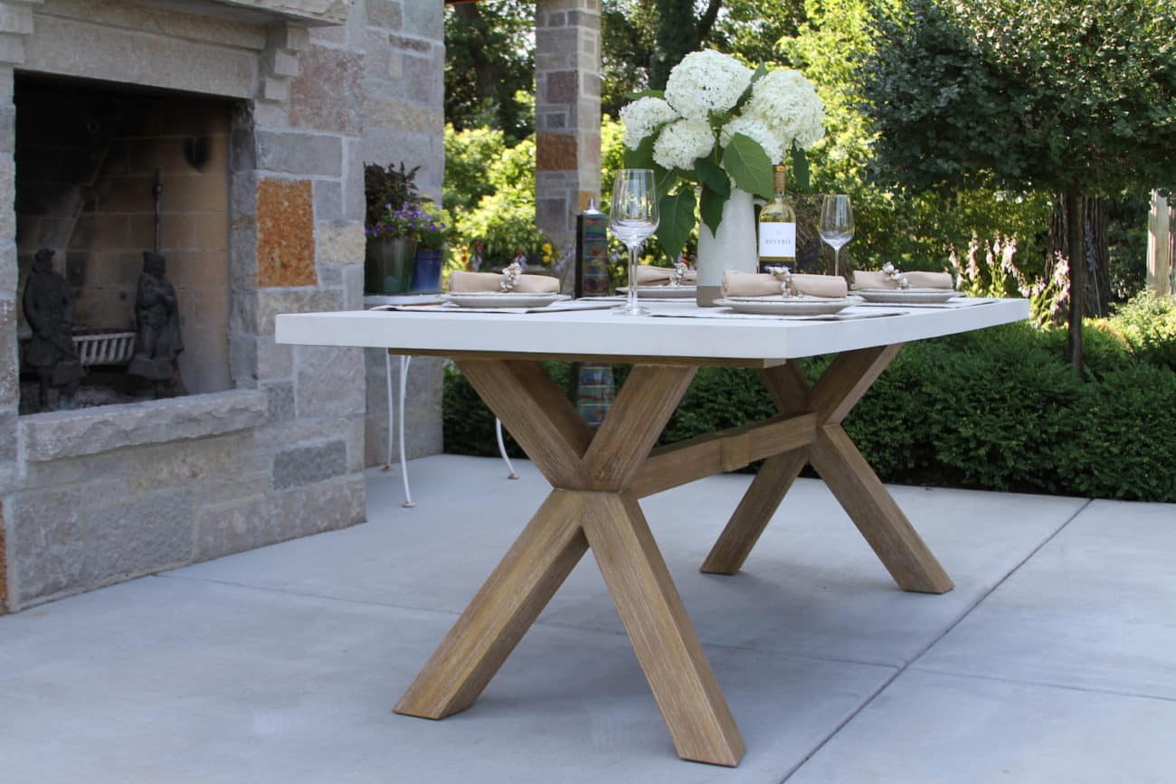 Stone Outdoor Dining Table - Edgewater Outdoor Faux Marble Dining Table